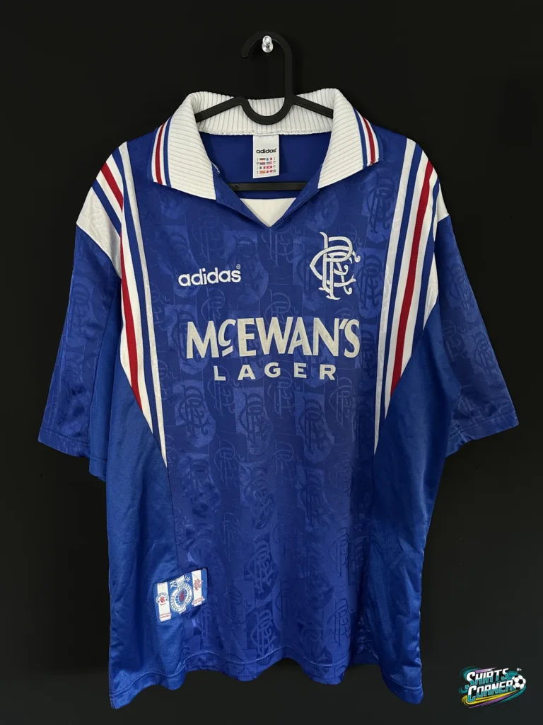 Koszulka Rangers FC domowa adidas, lata 90., przód